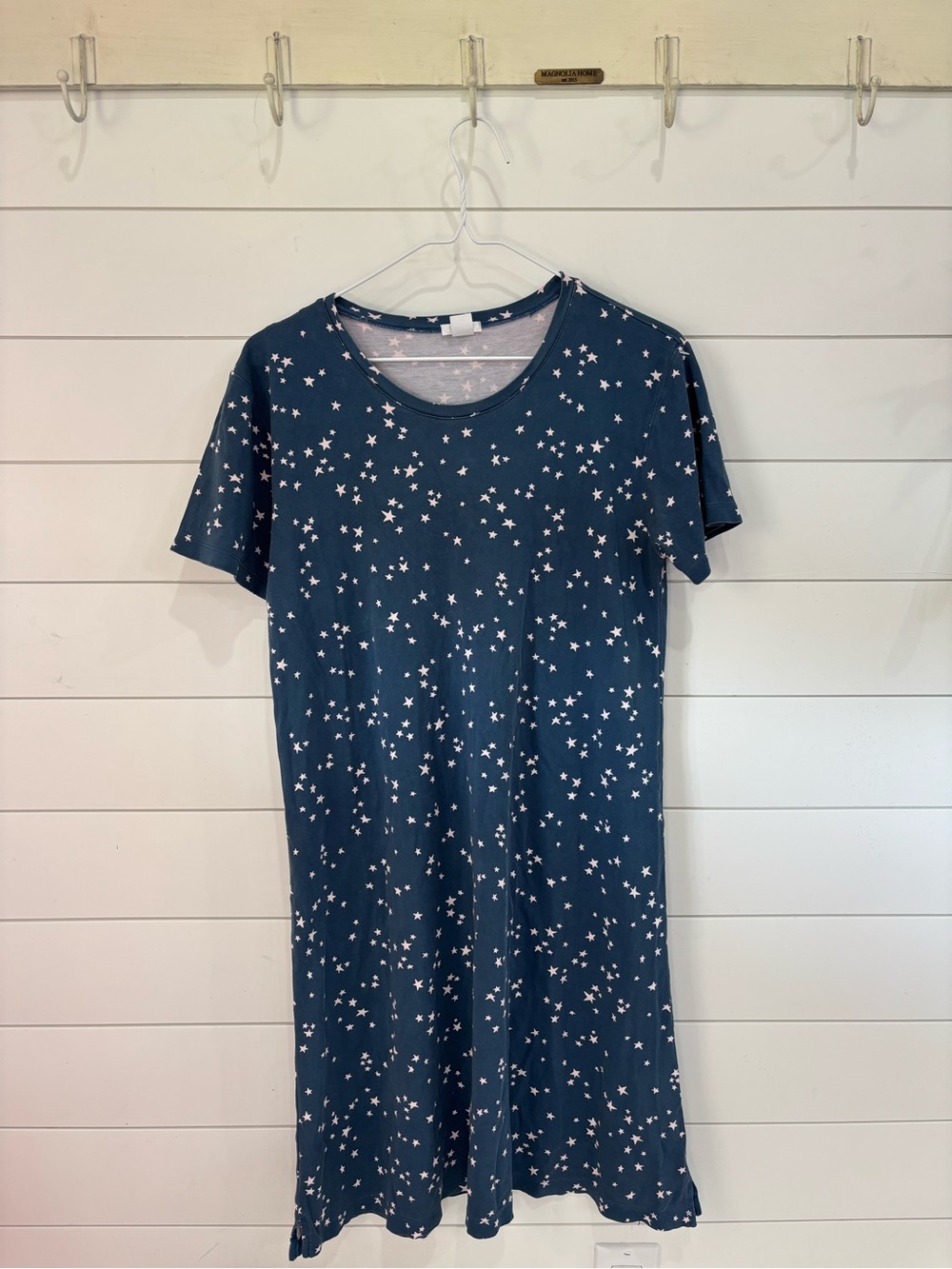 Women's Navy Star-Print Short Sleeve Nightshirt
